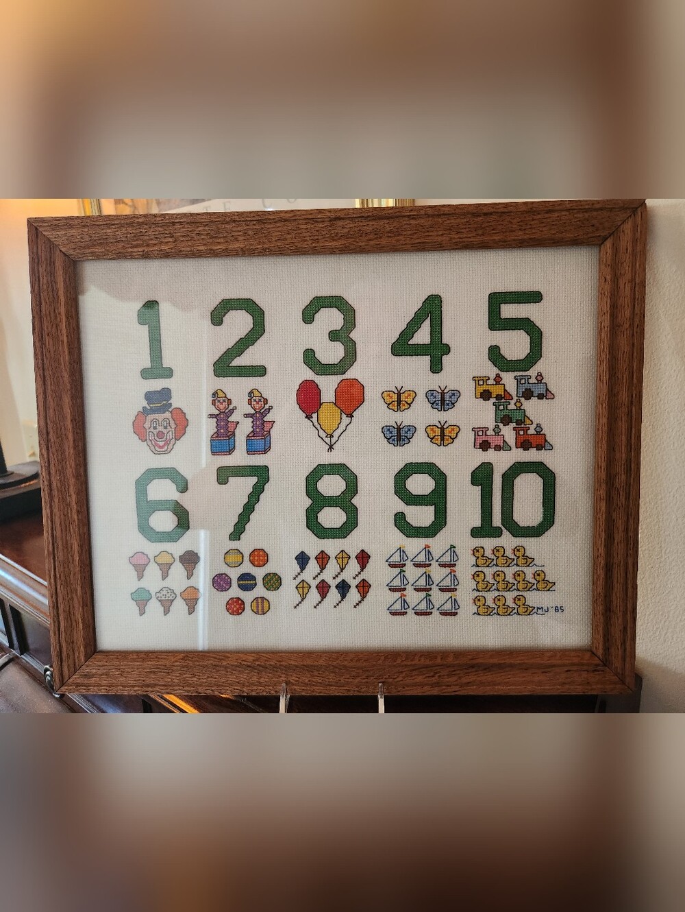 Vintage 1985 Framed Cross-Stitch